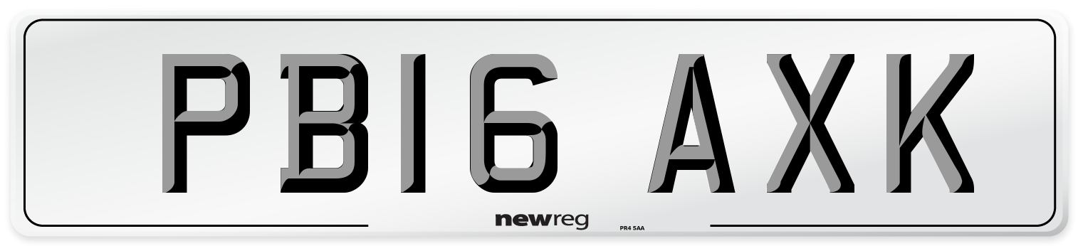 PB16 AXK Number Plate from New Reg